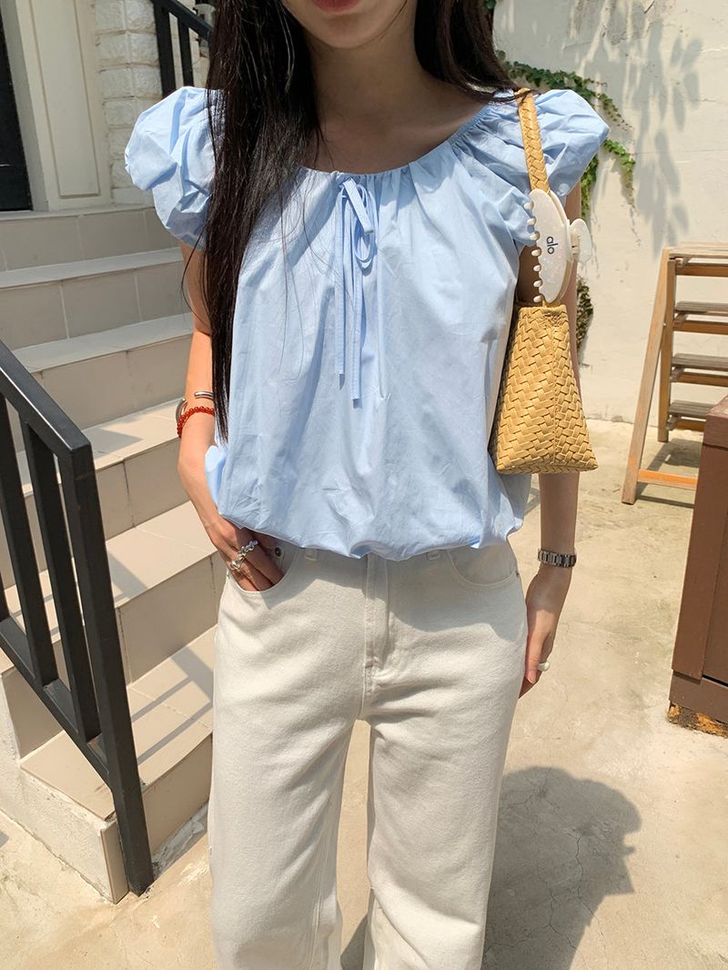 [MADE] Weare Ribbon Puff Blouse