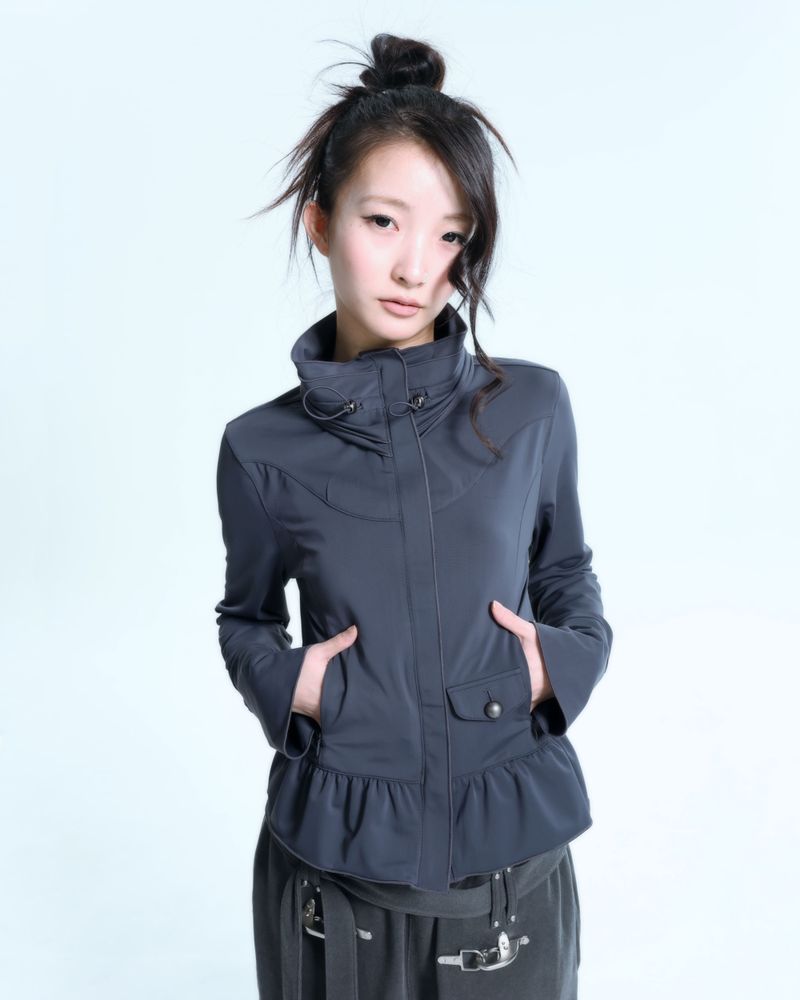 Ruffle Two Way zip-up - Ash