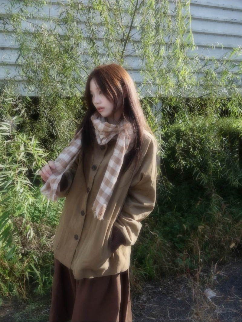 square scarf -brown