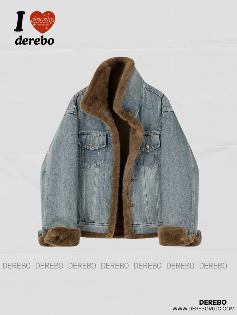 dereborujo（ドレボルゾー）の「ソフトミンクハイネックデニムファージャケット（ジャケット/アウター）」