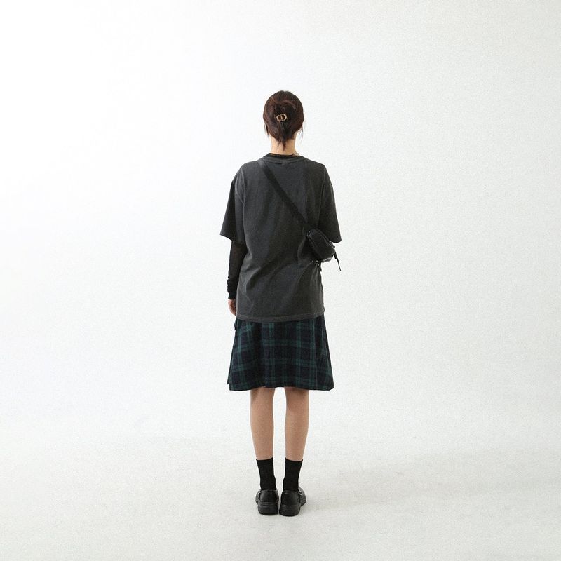 TARTAN CHECK WRAP SKIRT GREEN