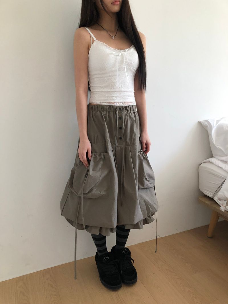 ディナ レース リボン アジャスタブルストラップ キャップスリーブレストップ