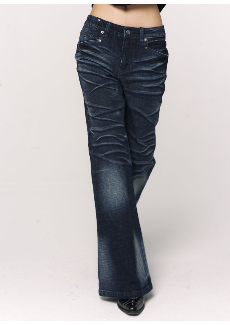 CONFUN Design sense three-dimensional cat whiskers, aged washed flared jeans style