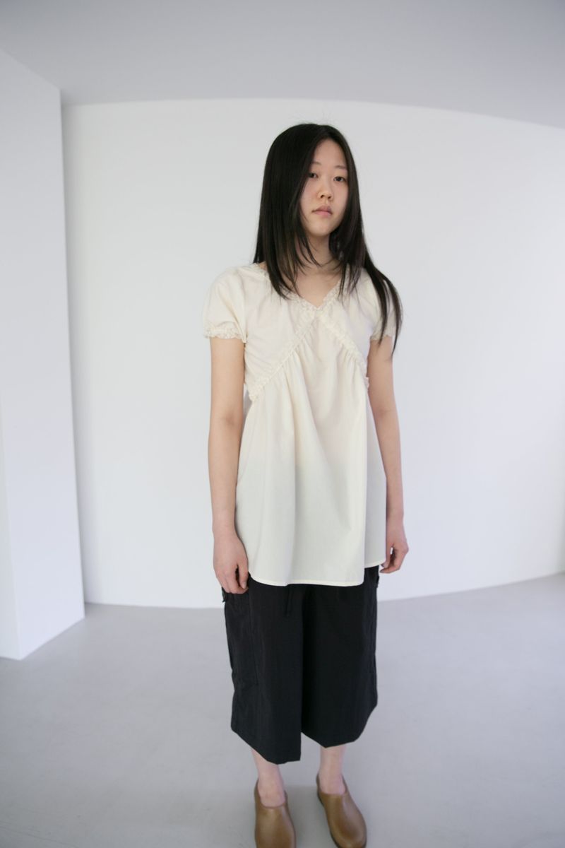 lace cotton puff sleeve ops(2colors)