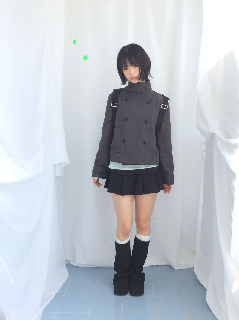 double frill pleated skirt