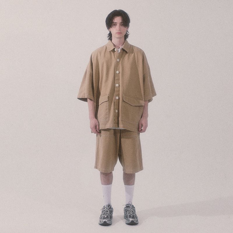 bio jacquard pocket shorts_beige
