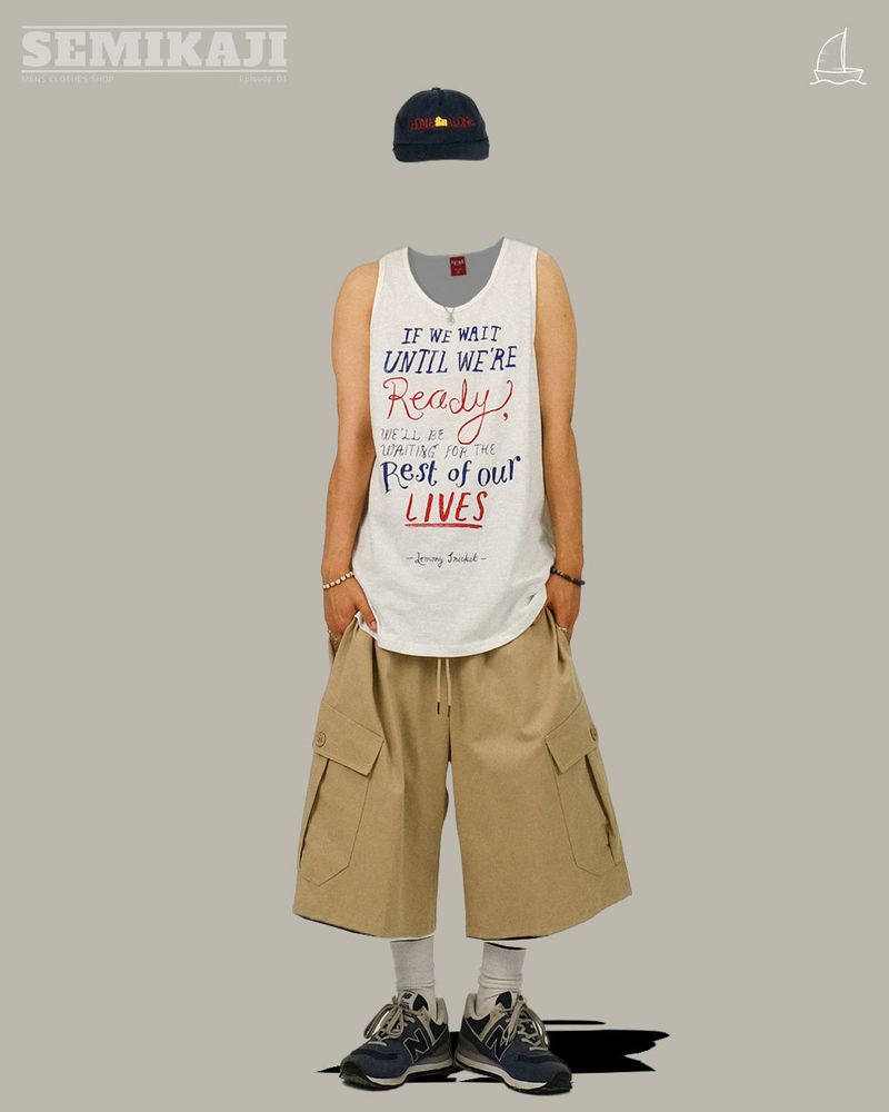 DL レタリングウォッシングスリーブレスTシャツ