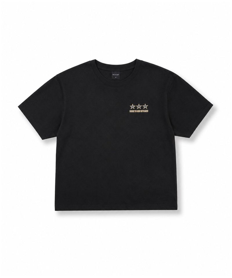 Star lettering cropped T-shirt - Black