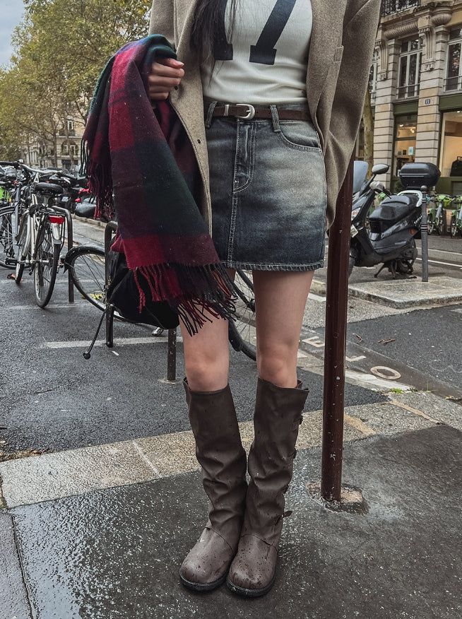Gra Washing Denim Mini Skirt