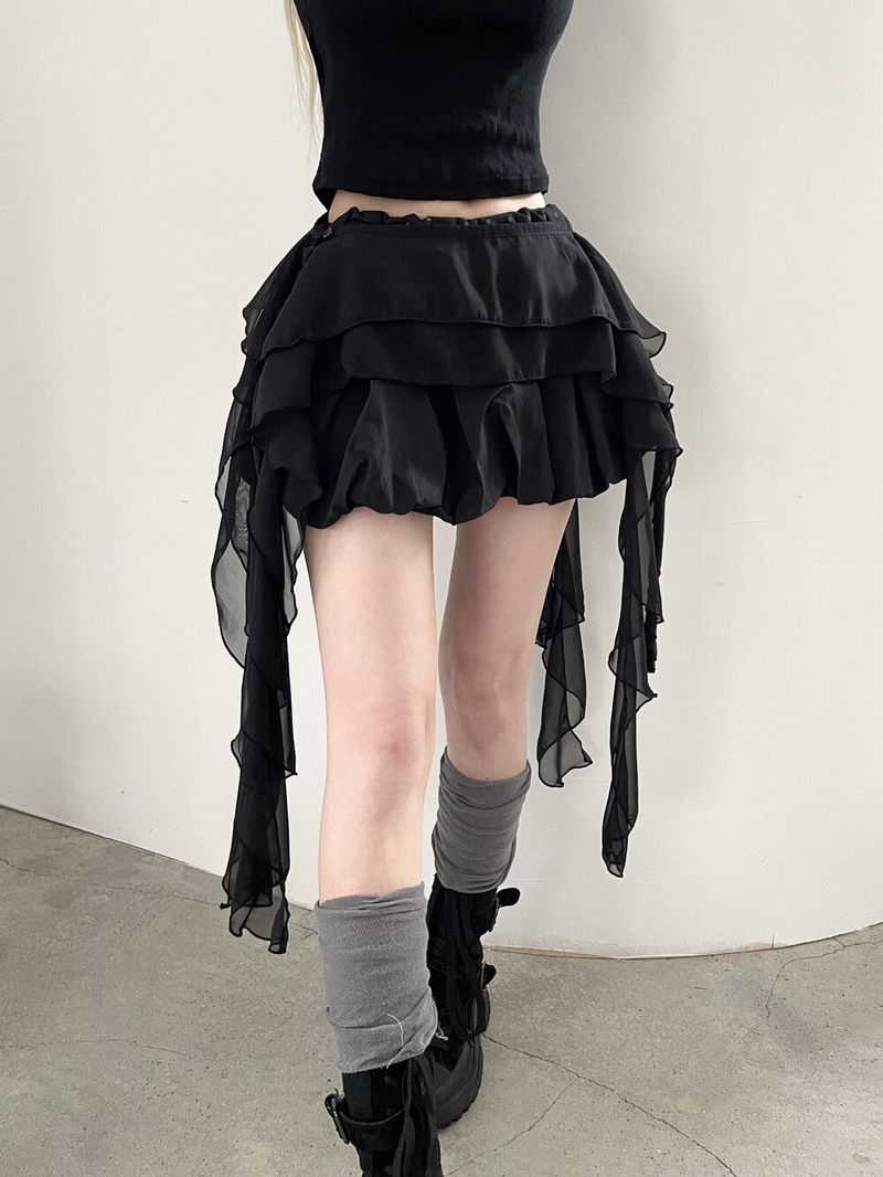 Seow(ソウ)の「1461. フリルラッフルロングシフォンレイヤーカバースカート (2color)(スカート)」