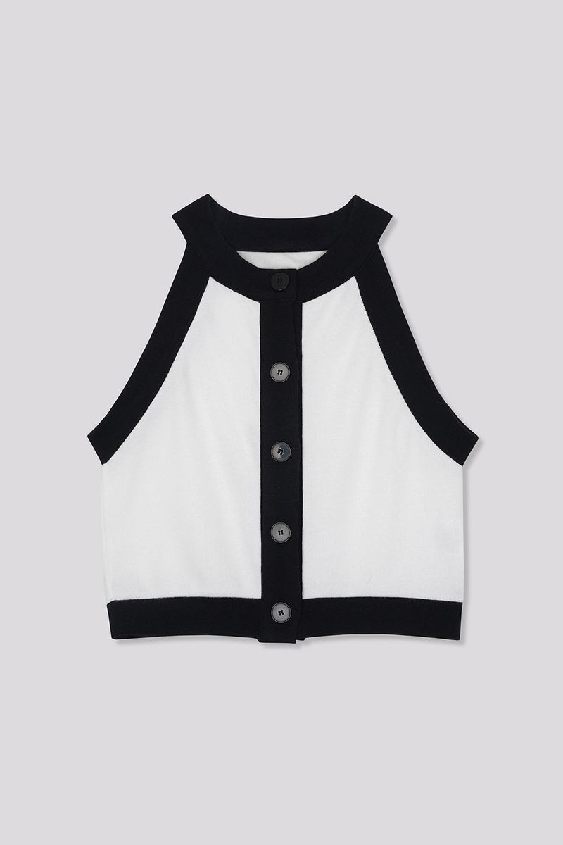Halterneck Warmer Top White
