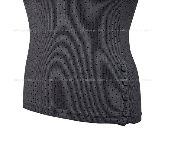 Mints Mother-of-Pearl Button Dot Halter Sleeveless Top