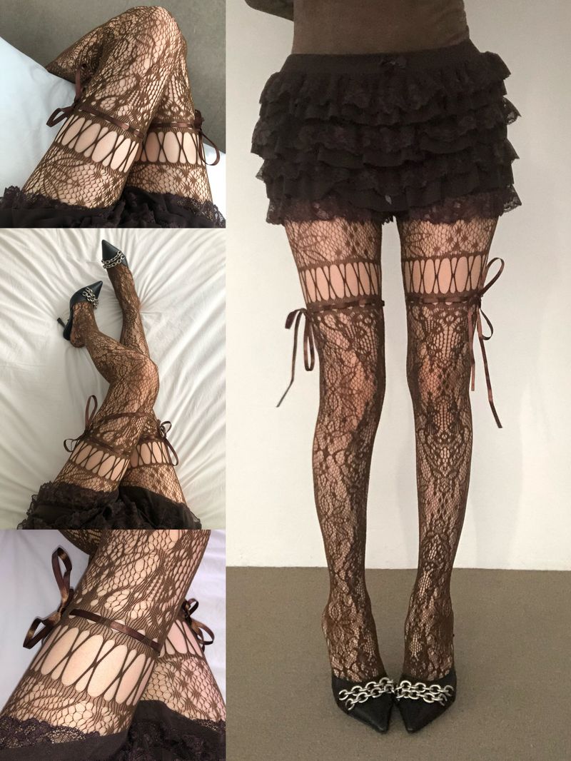 Ribbon Strap Mesh Stocking(4colors)