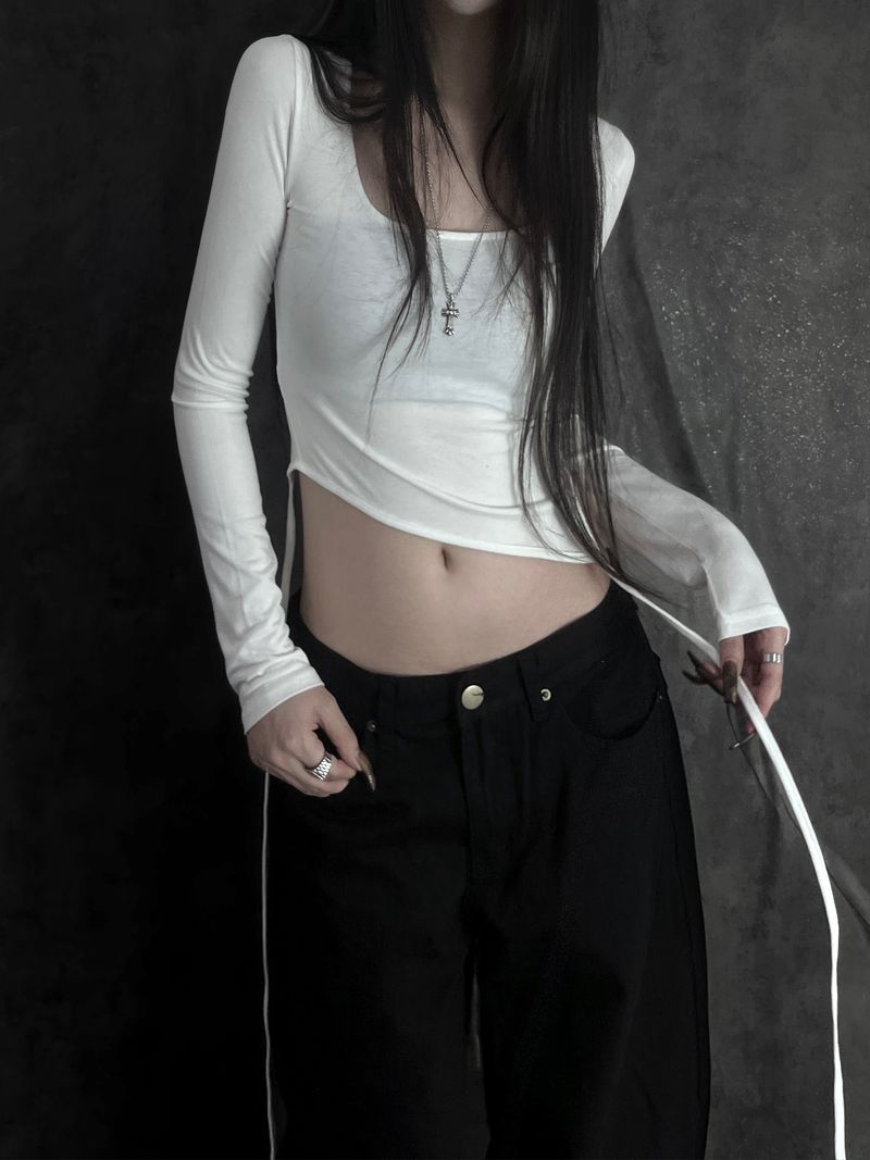 coin multi-strap crop T (2color)