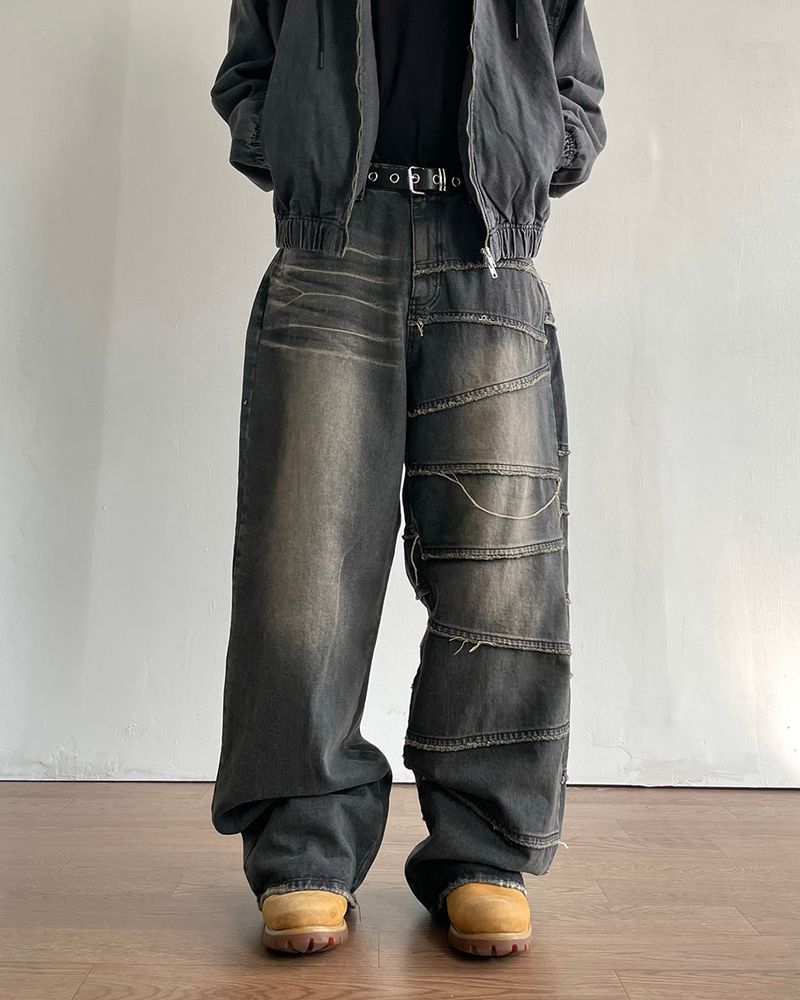 Unbalanced Cutting Denim Pants