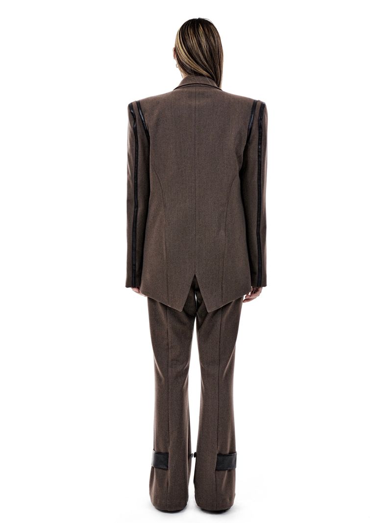 LEATHER STRAP TAILORED PANTS