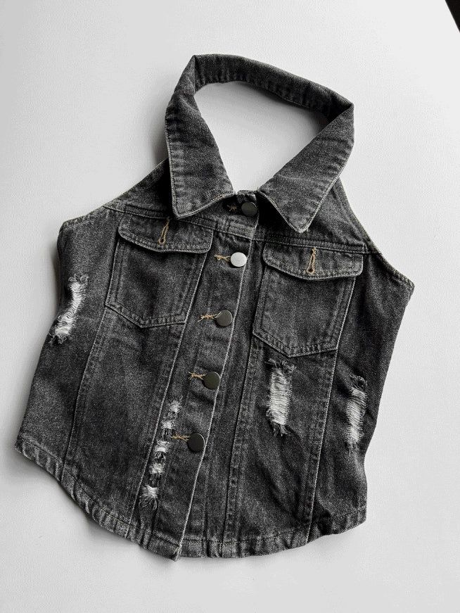 26SS★ [MADE] Corset Denim Halter Top
