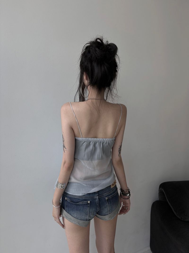 ruffle sheer bustier blouse (2color)