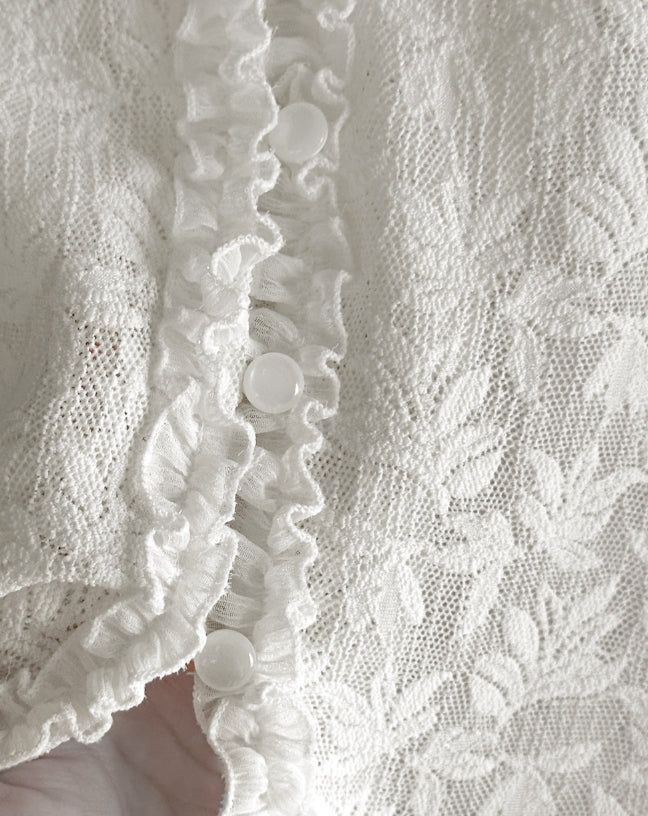 Leaf Jacquard See-through Lace Cardigan