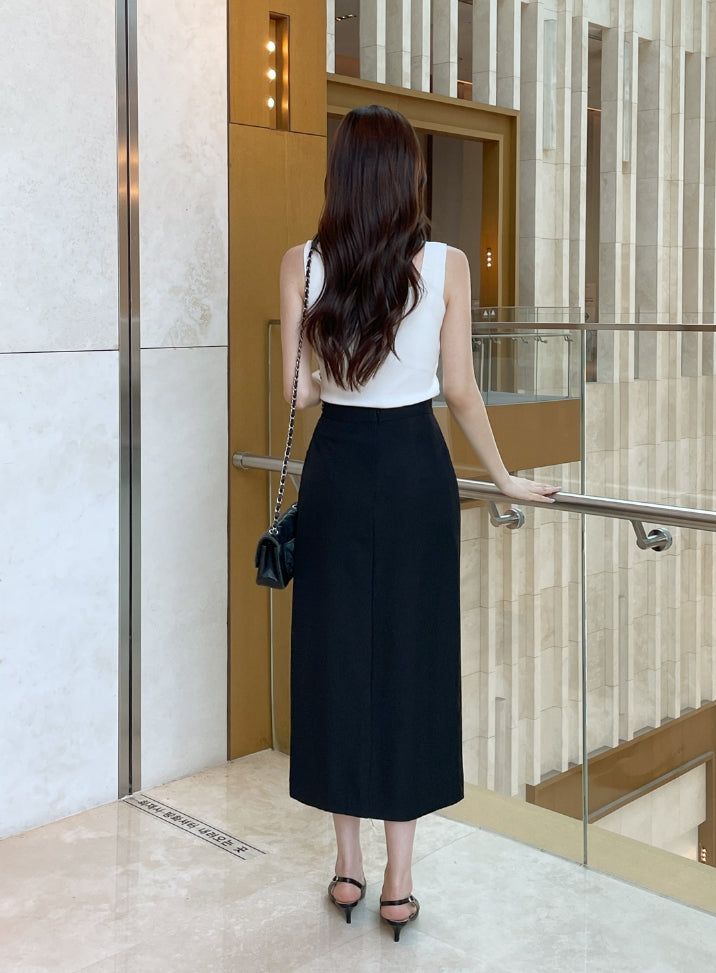 Chad Button Wrap Long Skirt