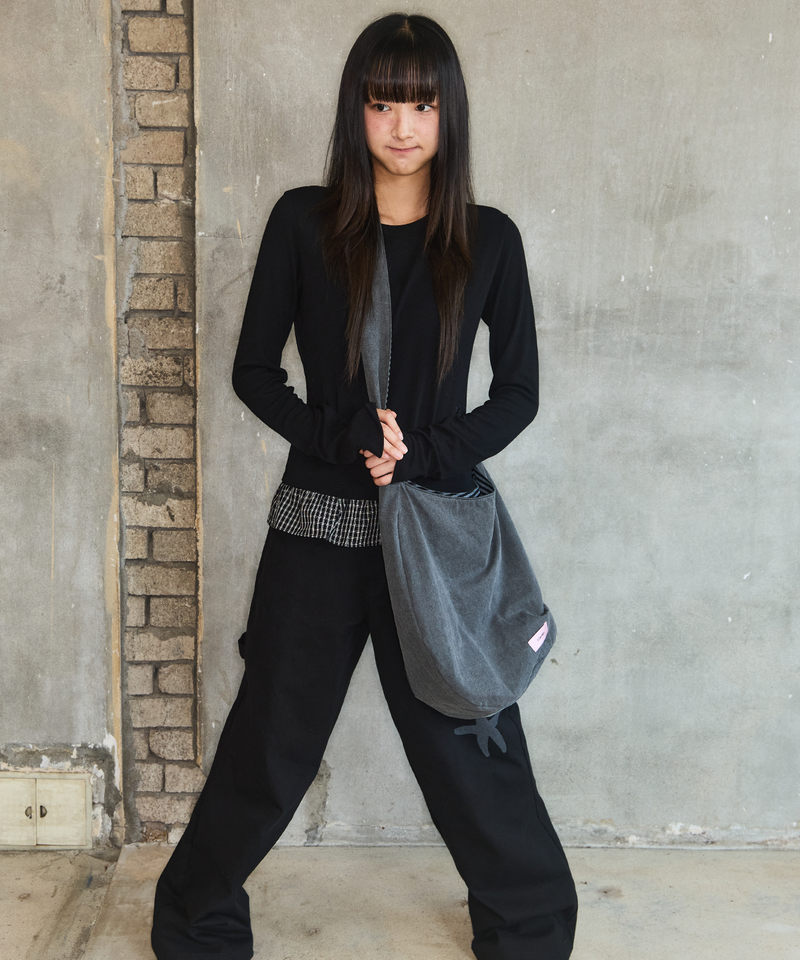 CHECK LAYERED LONG SLEEVE - BLACK