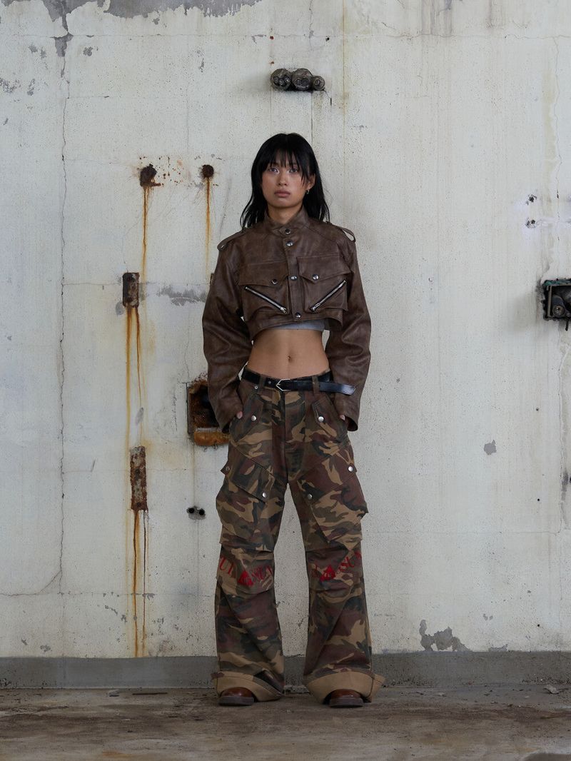 Ghost In The Shell Logo Denim Cargo Pants (Camo)