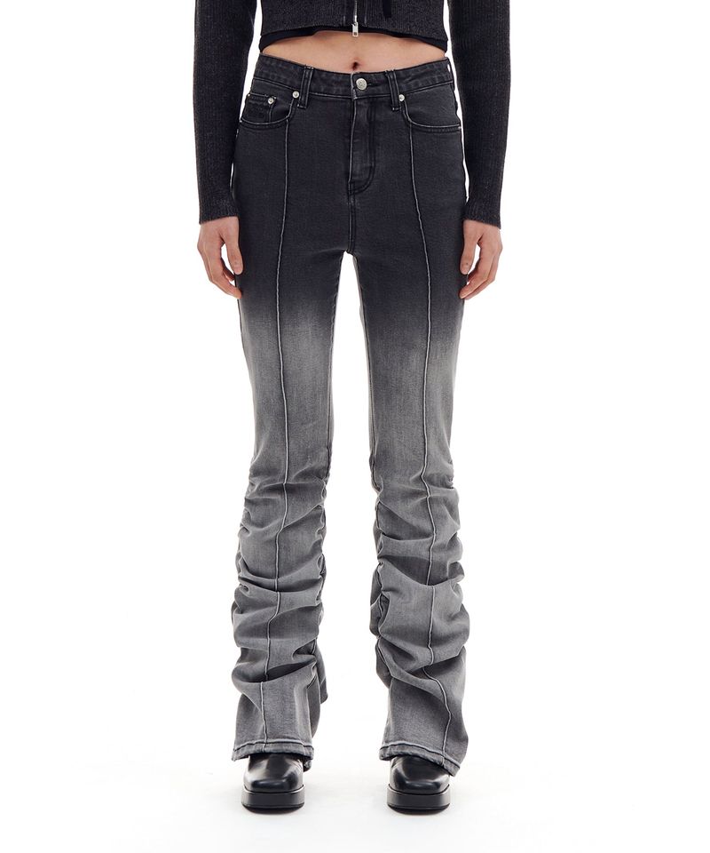 ARCHIVE BOLD（アーカイブボールド）の「BOOTSCUT SHIRRING DENIM PANTS (BLACK)（Pants）」