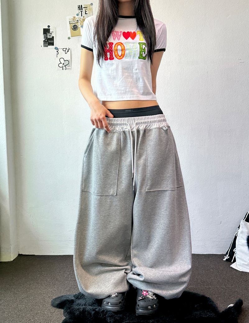 Homecandy Contrast Ringer Crop Tee 2color