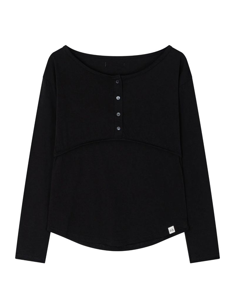 PLACKET RIBBED T-SHIRT(BLACK)