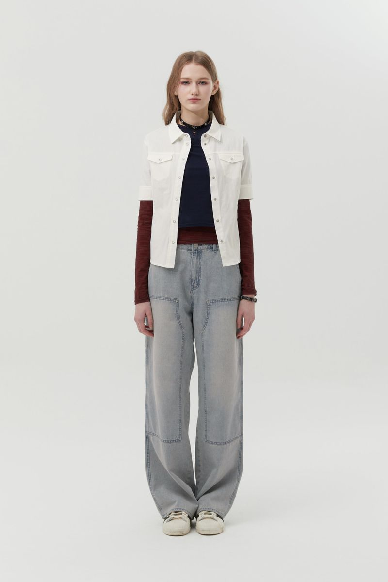 CARPENTER WIDE FIT DENIM PANTS [LIGHT BLUE]