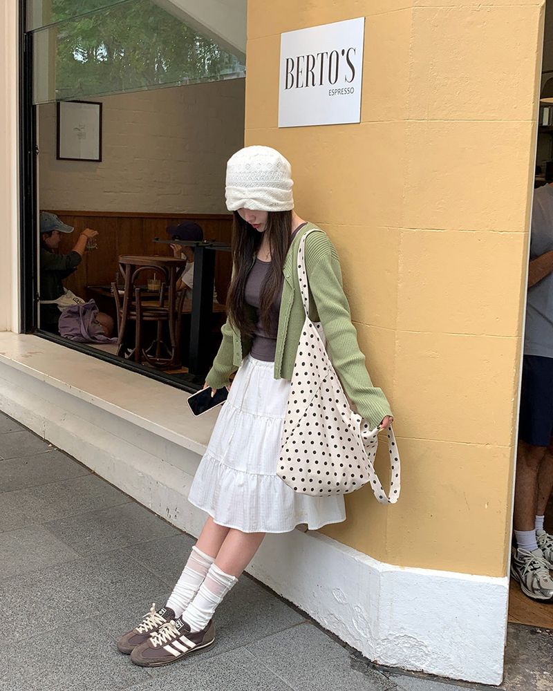 [ORIGINAL] Pudding Frill Angora Knit Cardigan