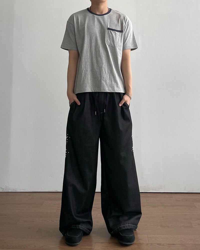 Cross Printing Denim Pants
