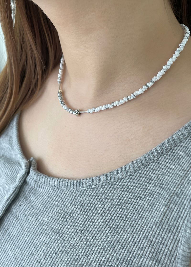 pebble silver bar necklace