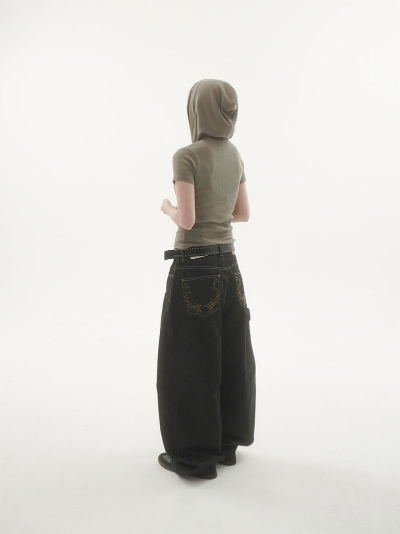 Ducks embroidery carpenter denim pants -1C