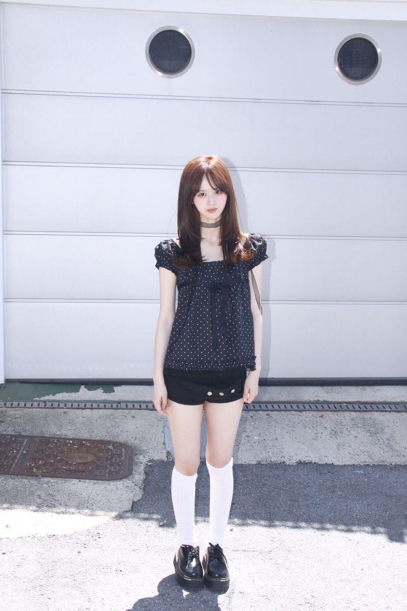 DOT SCARF LACE BLOUSE (2color)