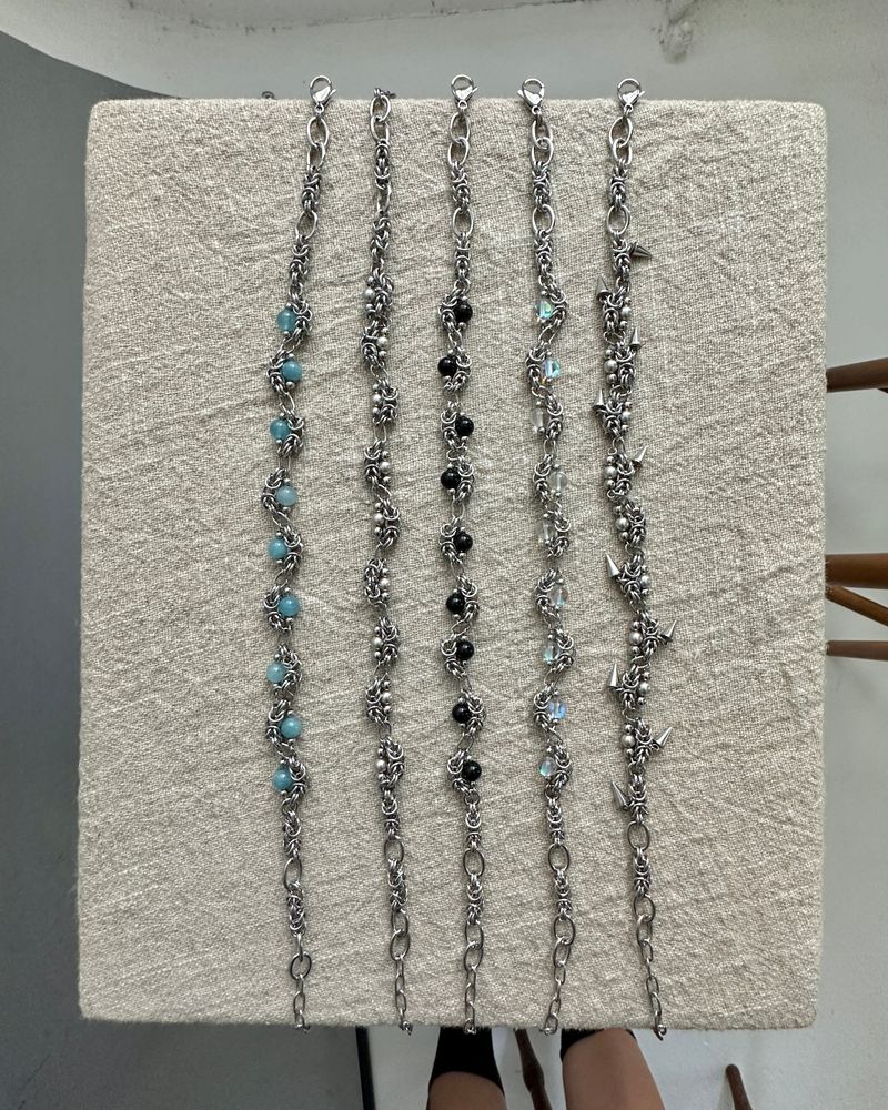 Black Onyx and Chainmail Necklace
