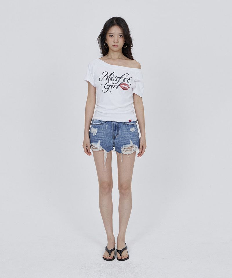 CONY VINTAGE DESTROYED DENIM SHORTS