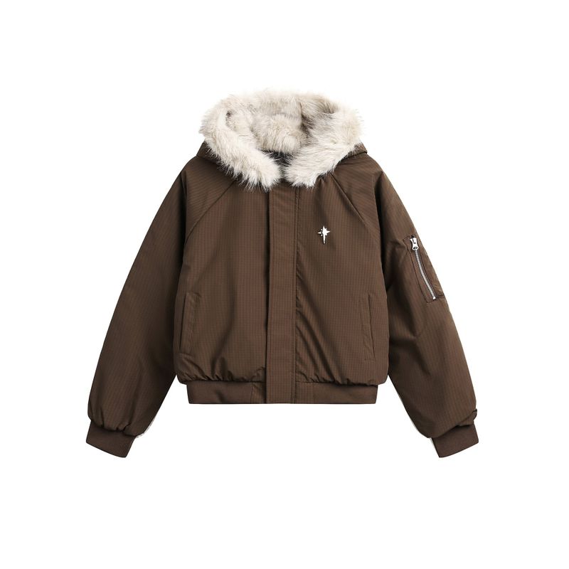 COZINESS（コジネス）の「フードファーブローチショートパッド(2 colors)（ジャケット/アウター）」
