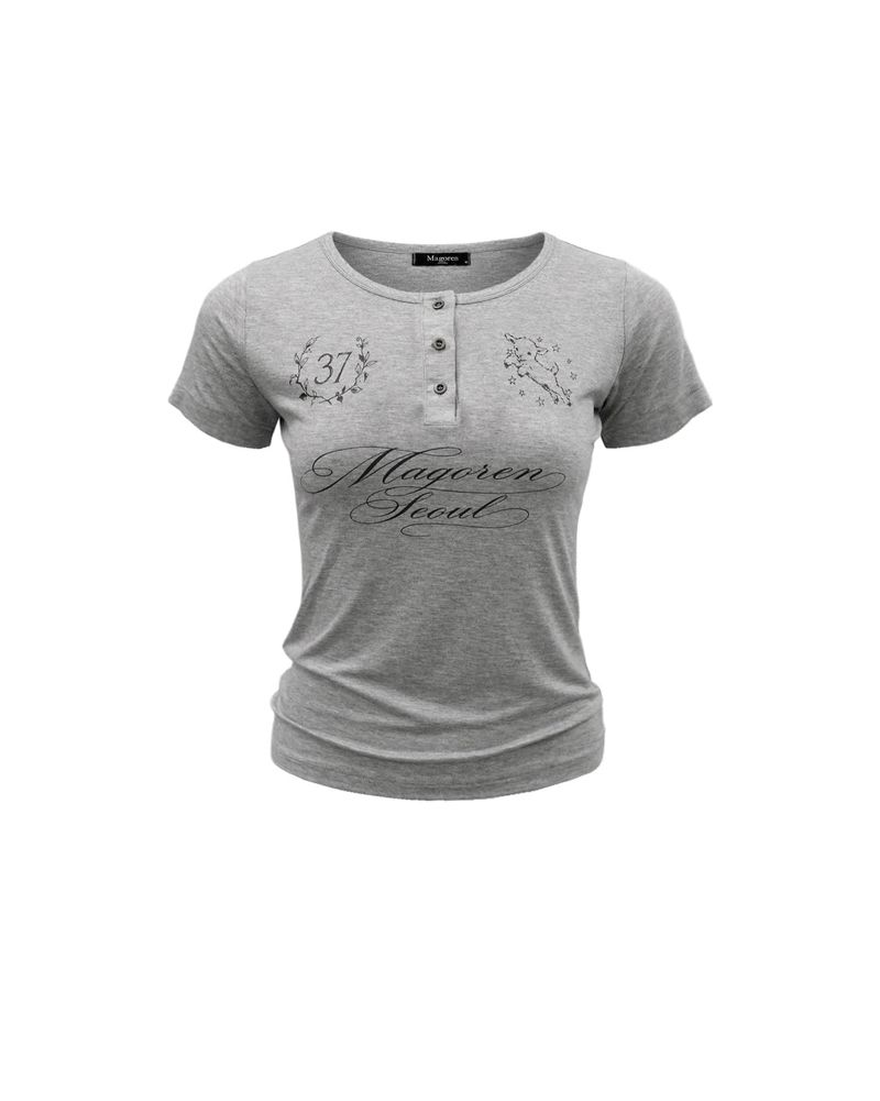 MagoRen SEOUL（マゴレン ソウル）の「Club No.37 Henley Neck T-Shirt Melange Gray（Tops）」