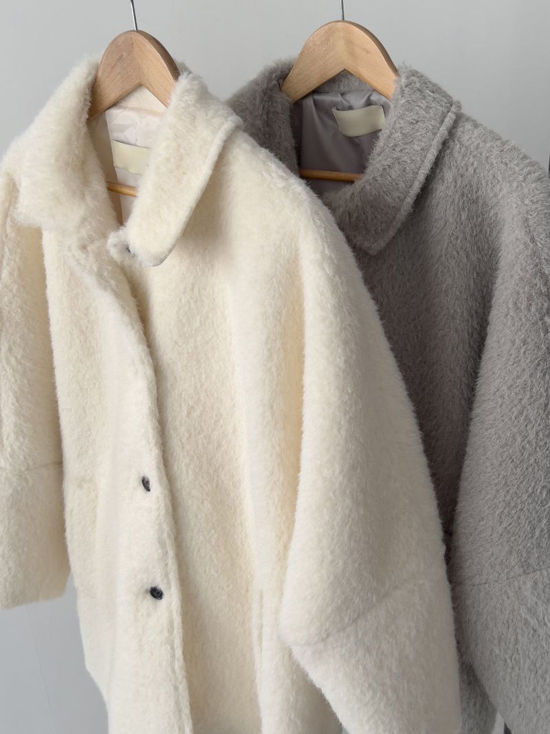[wool 30%] Hairy Single Overfit Half Coat
