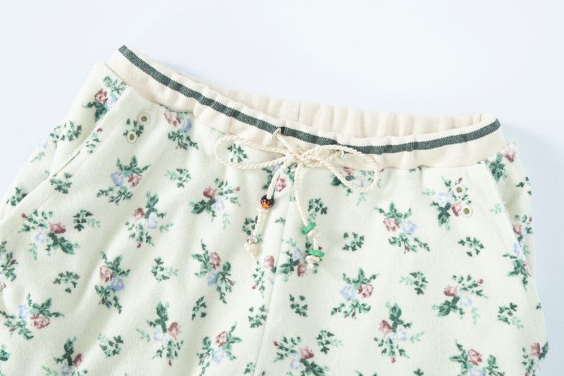 floral terry pants cream