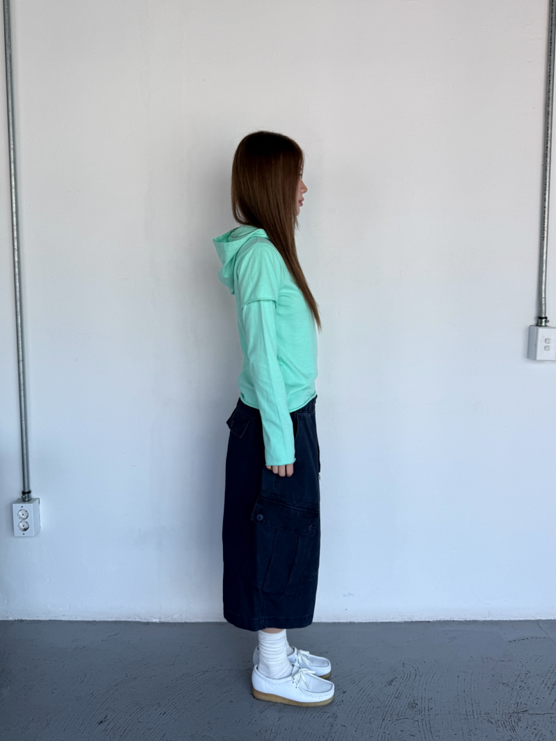 cut out layered hood T