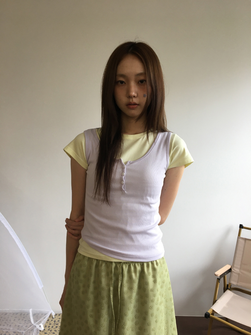 ログヘンリーネックスリーブレストップス (5color)