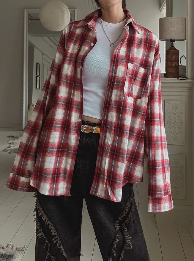 Motsu Loose Fit Checkered Shirt