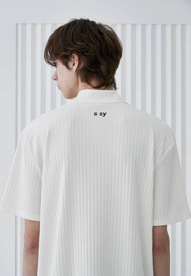 RIB MOCK NECK HALF T-SHIRT IVORY