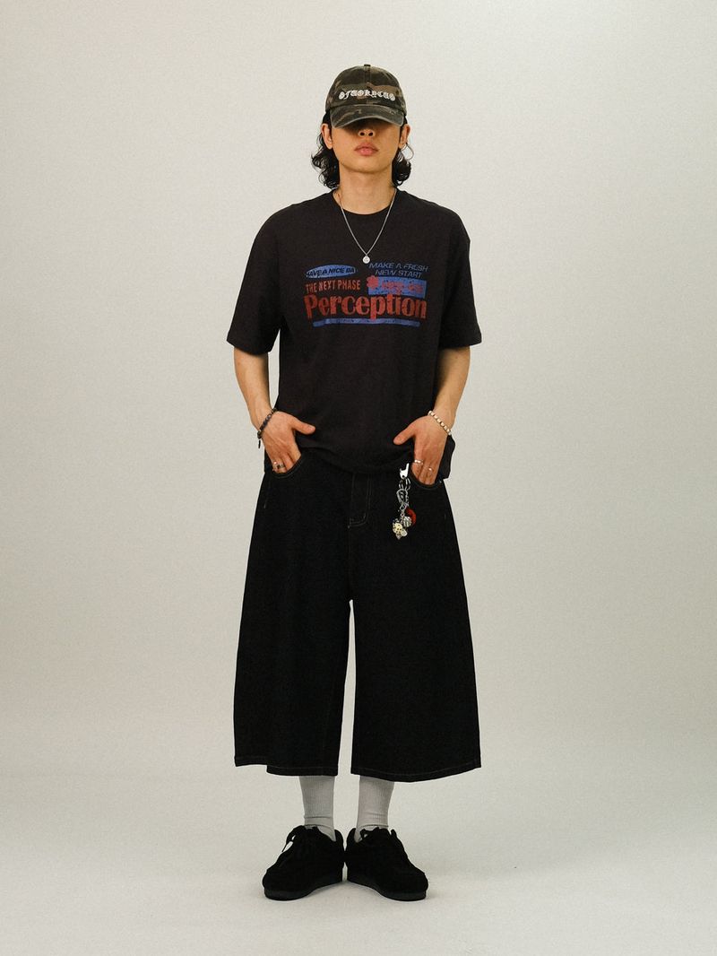 TE SELVAGE WIDE BERMUDA DENIM