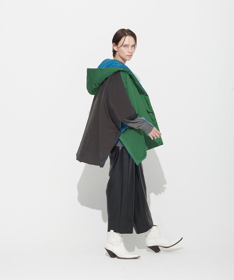 REVERSIBLE PADDING SHAWL_GREEN+BLUE
