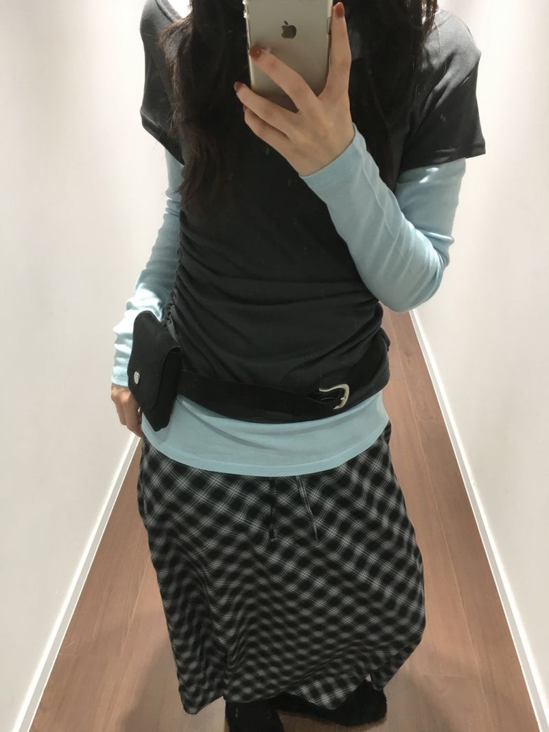 Mellow Chiffon Checkered Skirt (2 Colors)
