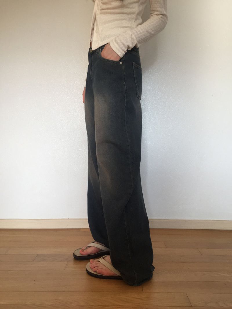 Touch denim wide long pants (2 colors)
