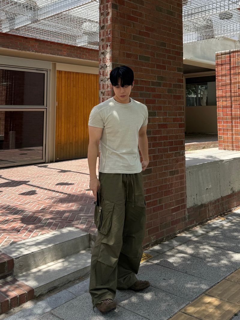 Shoulder panel pigment short sleeve